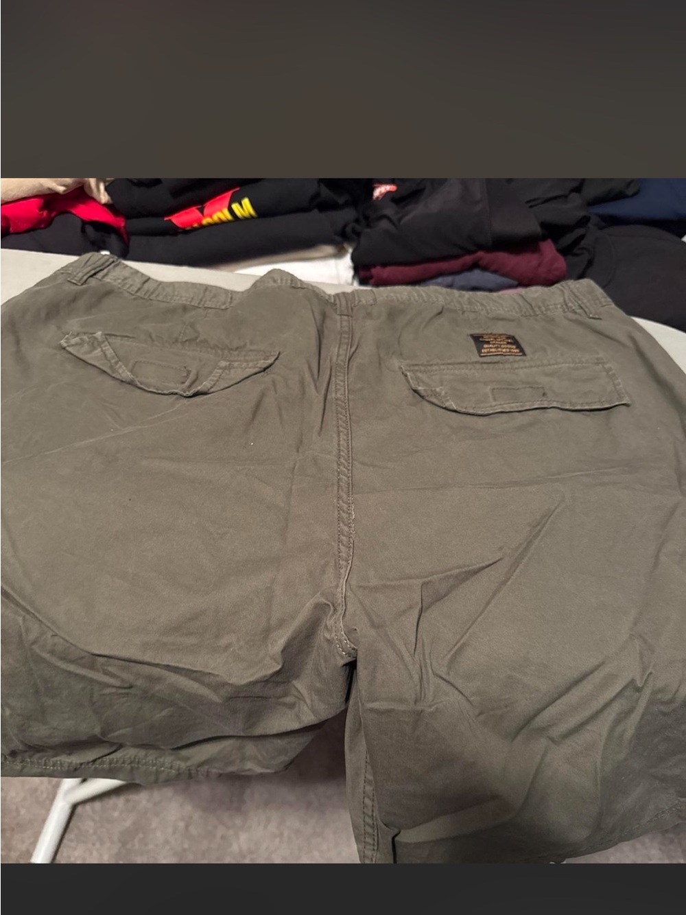 Men's Olive Cargo Shorts - Picture 2 of 2